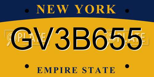 GV3B655 New York License Plate