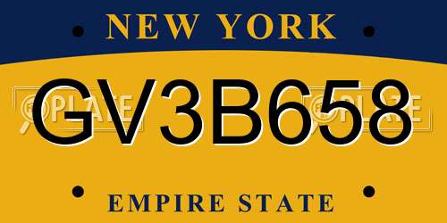 GV3B658 New York License Plate