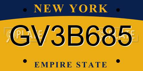 GV3B685 New York License Plate