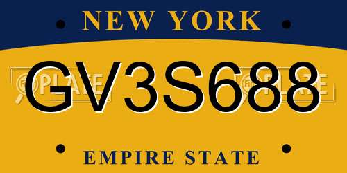 GV3S688 New York License Plate