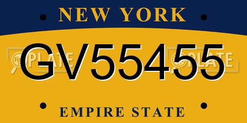 GV55455 New York License Plate