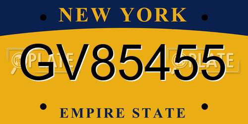 GV85455 New York License Plate