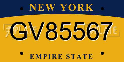 GV85567 New York License Plate