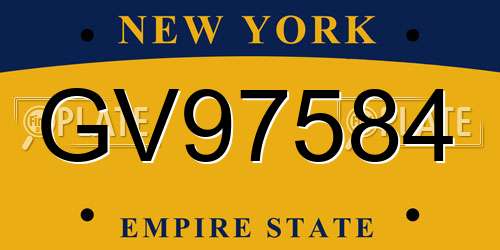 GV97584 New York License Plate