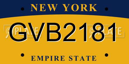 GVB2181 New York License Plate
