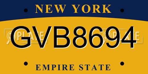 GVB8694 New York License Plate