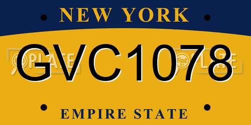 GVC1078 New York License Plate