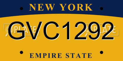 GVC1292 New York License Plate