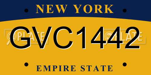 GVC1442 New York License Plate