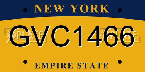 GVC1466 New York License Plate