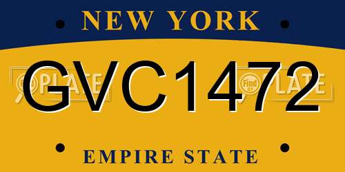 GVC1472 New York License Plate