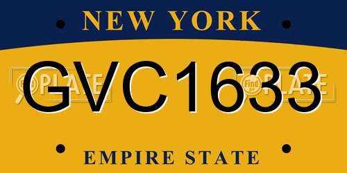 GVC1633 New York License Plate