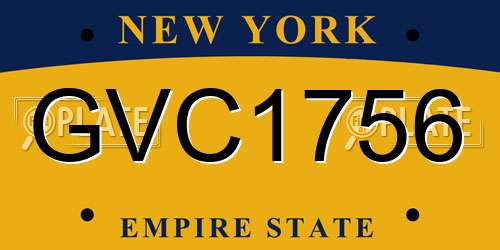 GVC1756 New York License Plate