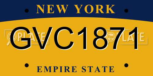 GVC1871 New York License Plate