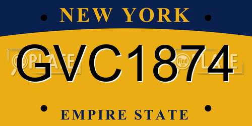 GVC1874 New York License Plate