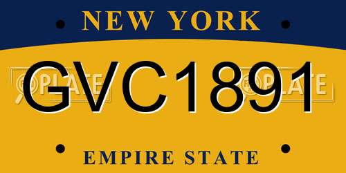 GVC1891 New York License Plate