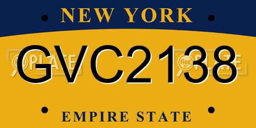 GVC2138 New York License Plate