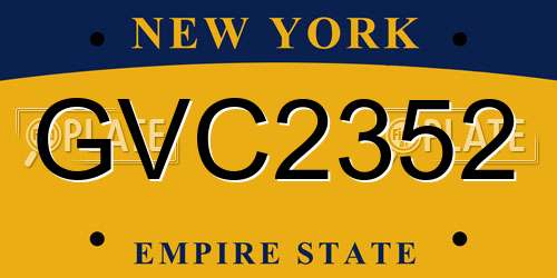 GVC2352 New York License Plate