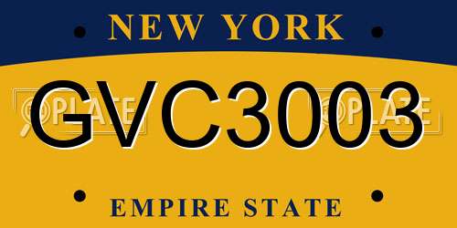 GVC3003 New York License Plate
