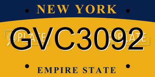 GVC3092 New York License Plate