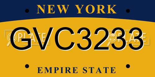 GVC3233 New York License Plate