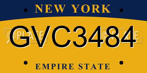 GVC3484 New York License Plate