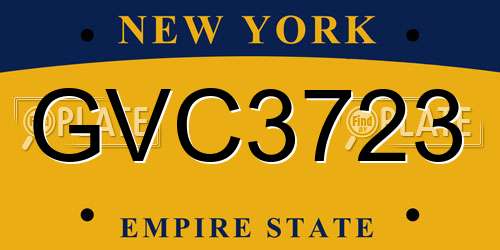 GVC3723 New York License Plate