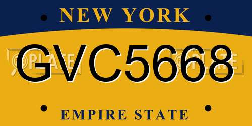 GVC5668 New York License Plate