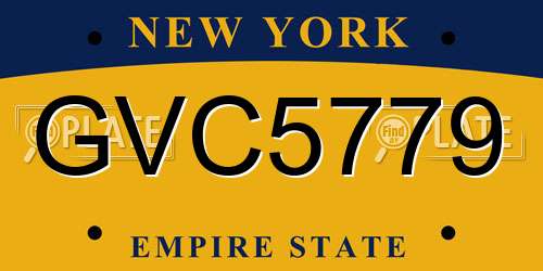 GVC5779 New York License Plate