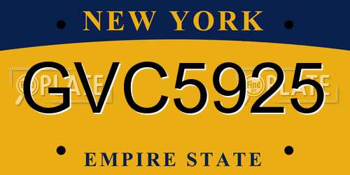 GVC5925 New York License Plate
