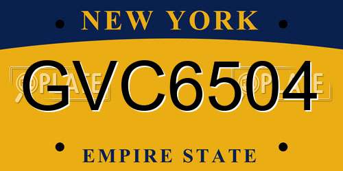 GVC6504 New York License Plate