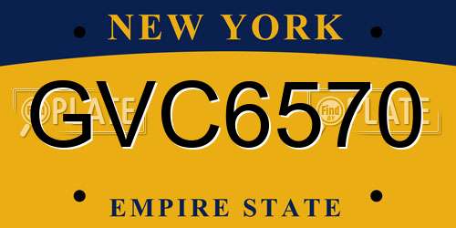 GVC6570 New York License Plate