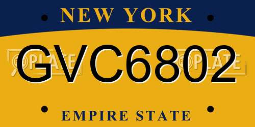 GVC6802 New York License Plate