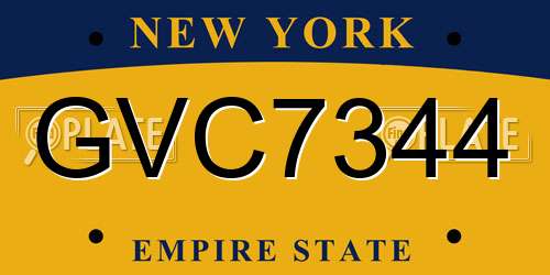GVC7344 New York License Plate