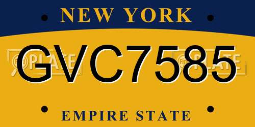 GVC7585 New York License Plate