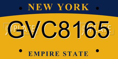 GVC8165 New York License Plate
