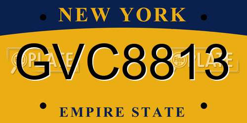 GVC8813 New York License Plate