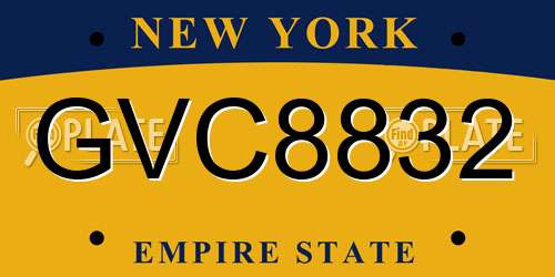 GVC8832 New York License Plate
