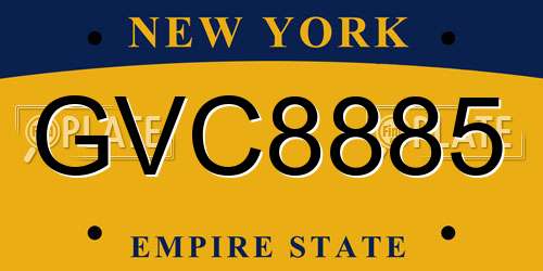 GVC8885 New York License Plate