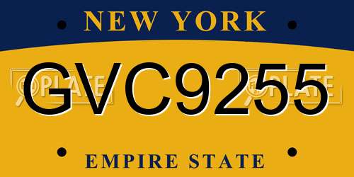 GVC9255 New York License Plate