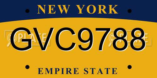 GVC9788 New York License Plate