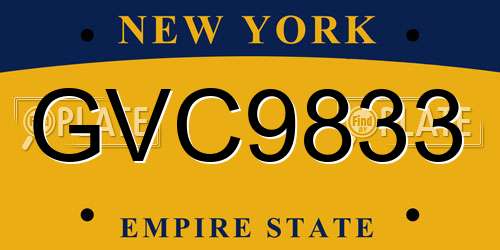 GVC9833 New York License Plate