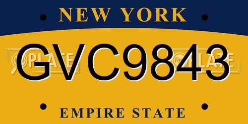 GVC9843 New York License Plate