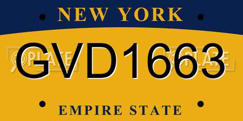 GVD1663 New York License Plate