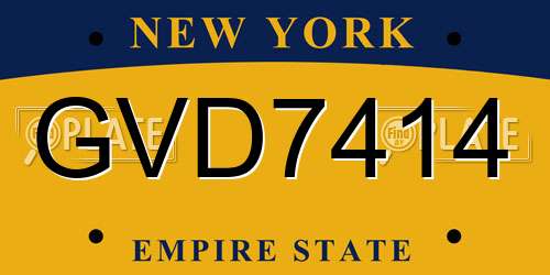 GVD7414 New York License Plate