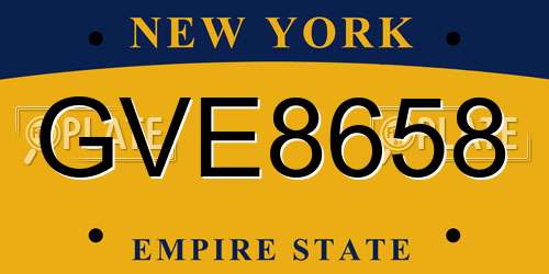 GVE8658 New York License Plate