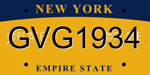 GVG1934 New York License Plate
