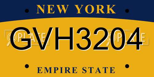 GVH3204 New York License Plate
