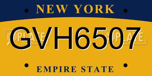 GVH6507 New York License Plate