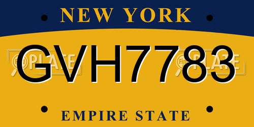 GVH7783 New York License Plate